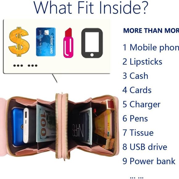 Small Cell Cross Body Purses for Women Mini Shoulder Handbags Zipper Crossbody B - Picture 5 of 6